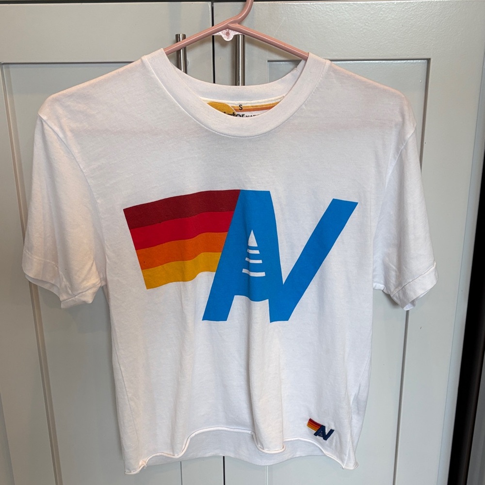 Aviator Nation White Tee with Multicolor Graphic